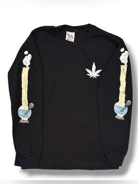 Porous Walker Weed Bong Cloud Long Sleeve Tee Black Medium